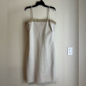 Y2K Tommy Hilfiger Midi Dress | Size 14 | Khaki Embroidered Sleeveless